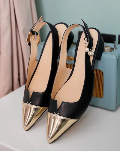 Alicia Black & Gold Flats