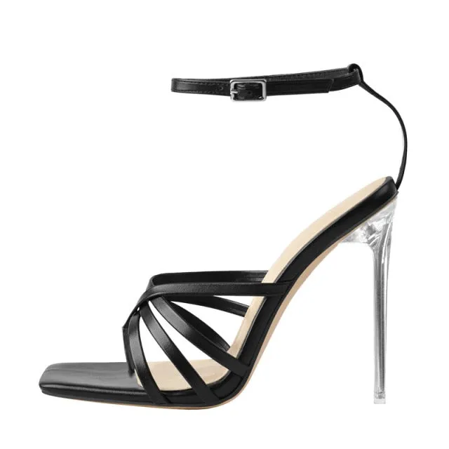 Ankle Buckle Strap Metal High Heel Sandals