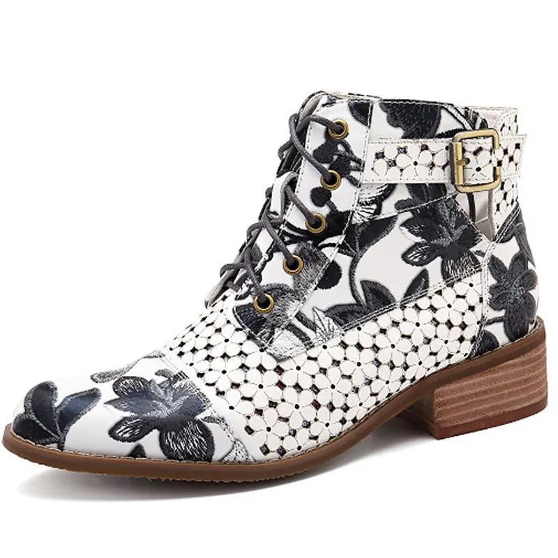 Beautiful Flower Pattern Rubber Non-Slip Ankle Boots