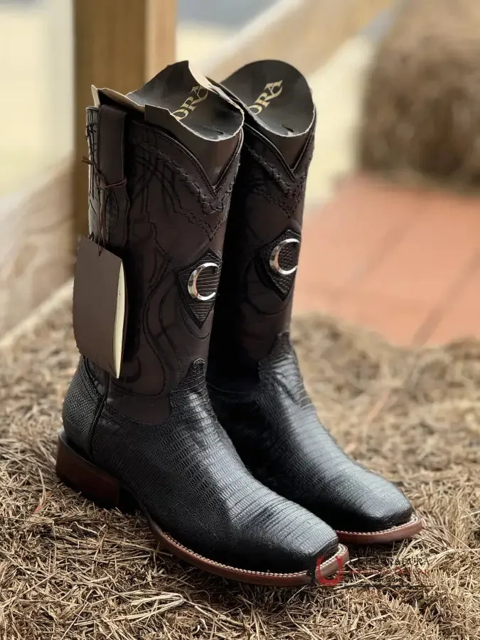 BOOTS CUADRA LIZARD TEJU NEGRO SQUARE TOE