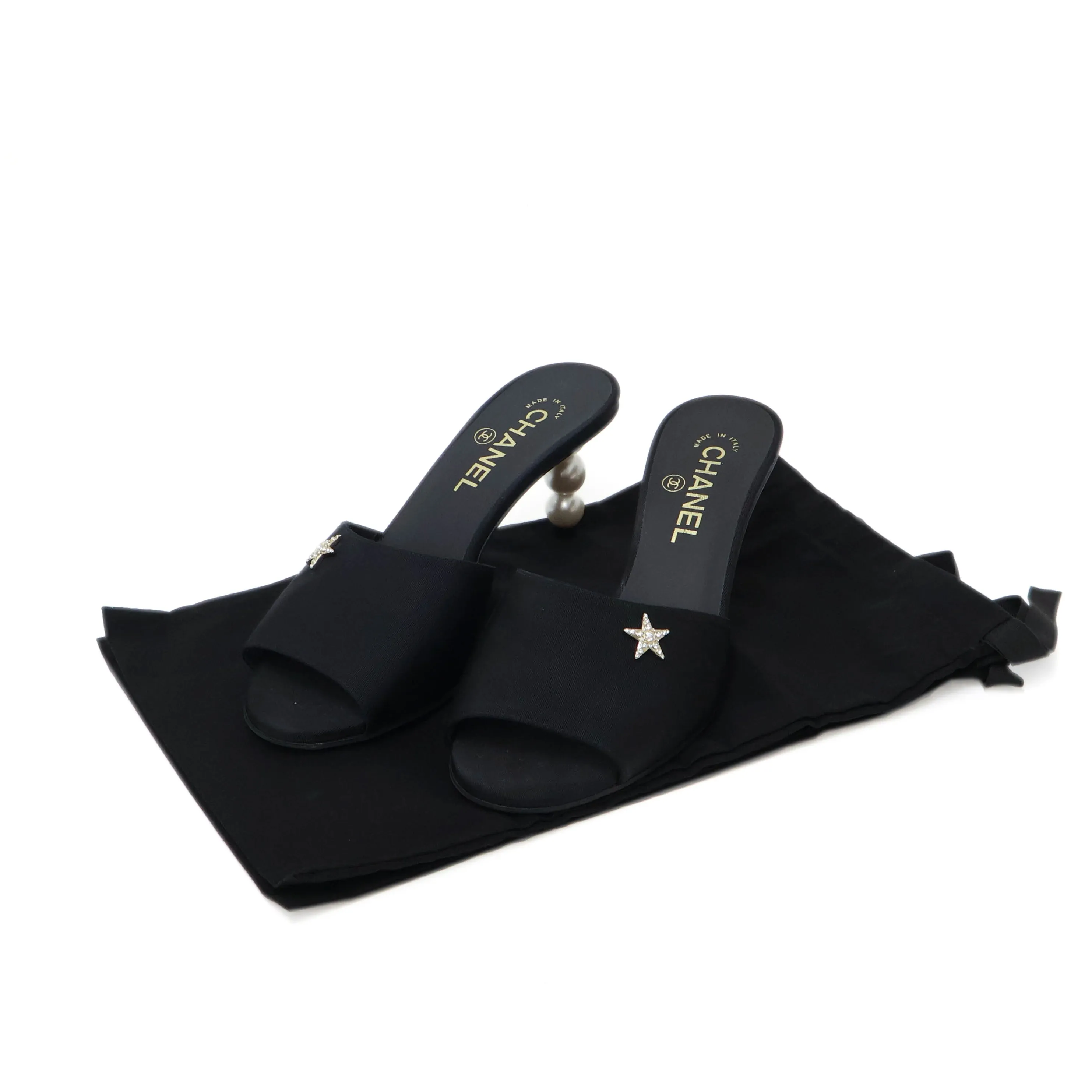 Chanel Sandals Black Star Pearl