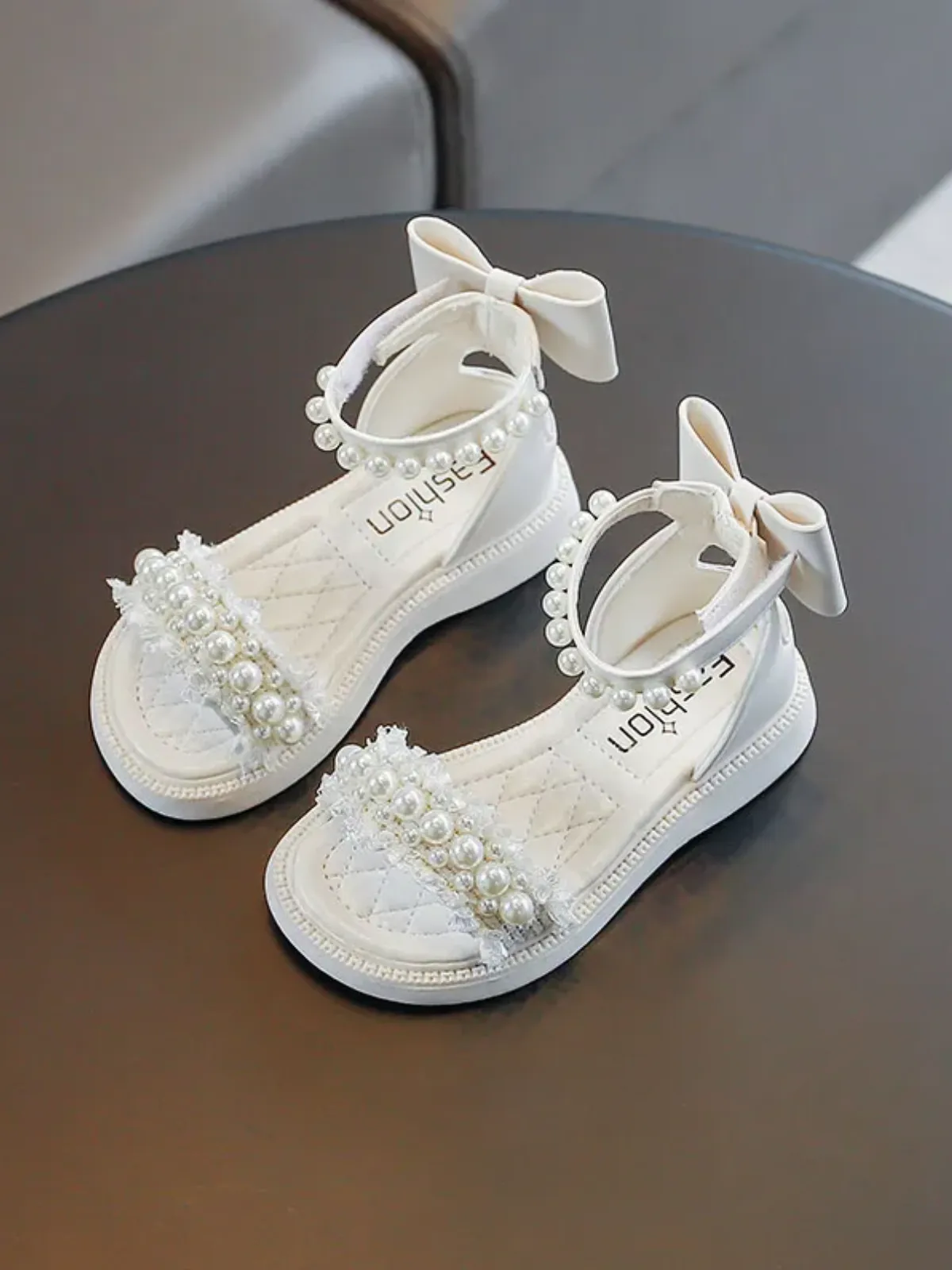 Chic and Stylish Girls' Sandals with Pearl Accents By Liv and Mia