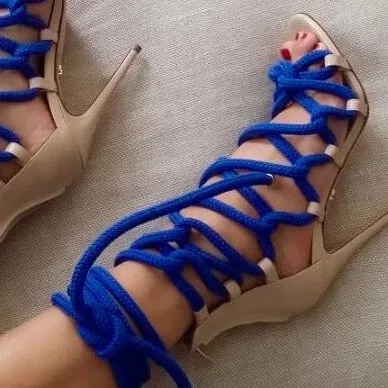 Colorful Lace-Up Sexy Roman Sandals