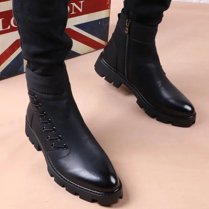 Cowboy platform leather boots