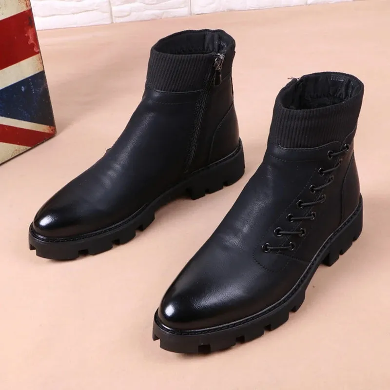 Cowboy platform leather boots