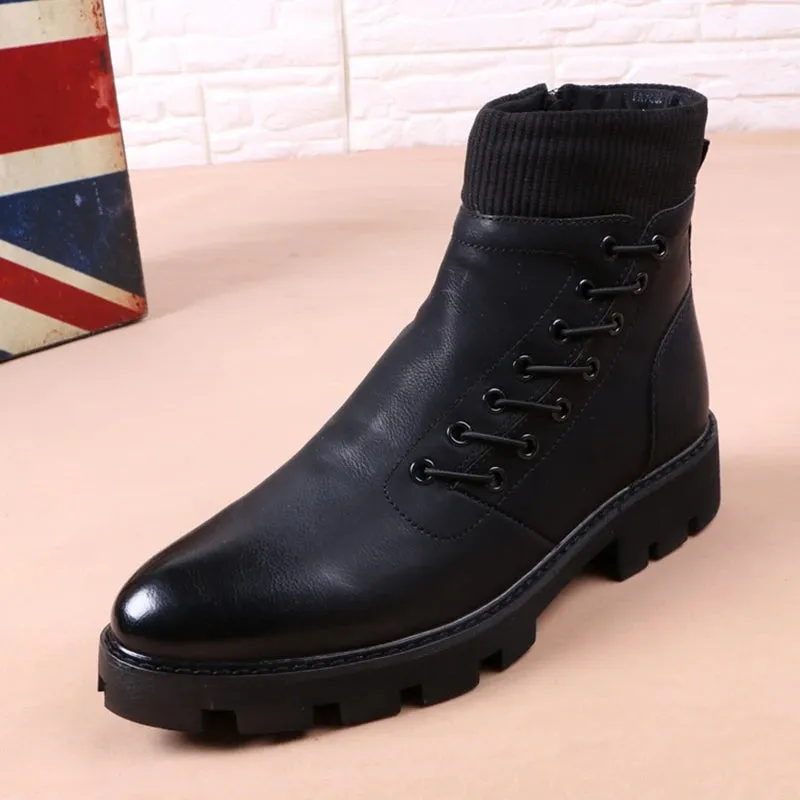 Cowboy platform leather boots