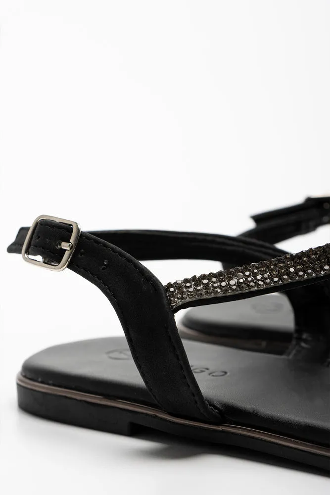 Diamante Thong Sandal Black