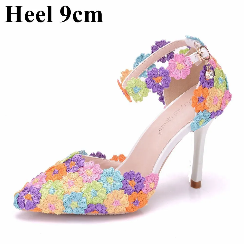 Elegant Lace Single-Strap Stiletto Sandals-Heel Height 7.5CM