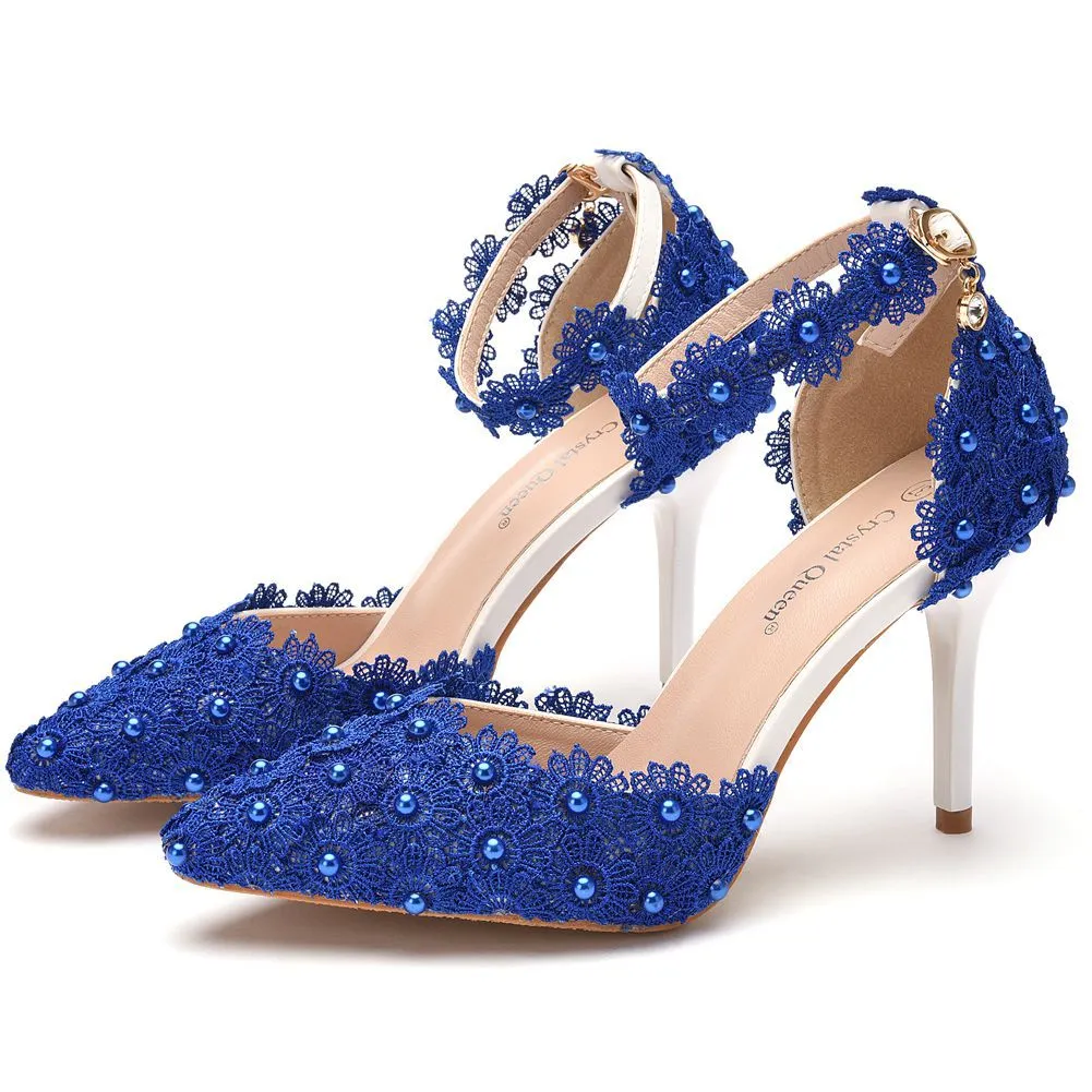 Elegant Lace Single-Strap Stiletto Sandals-Heel Height 7.5CM