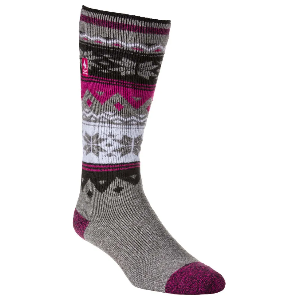 HEATHOLDERS LAURA FAIRISLE SOCKS GREY CERISE