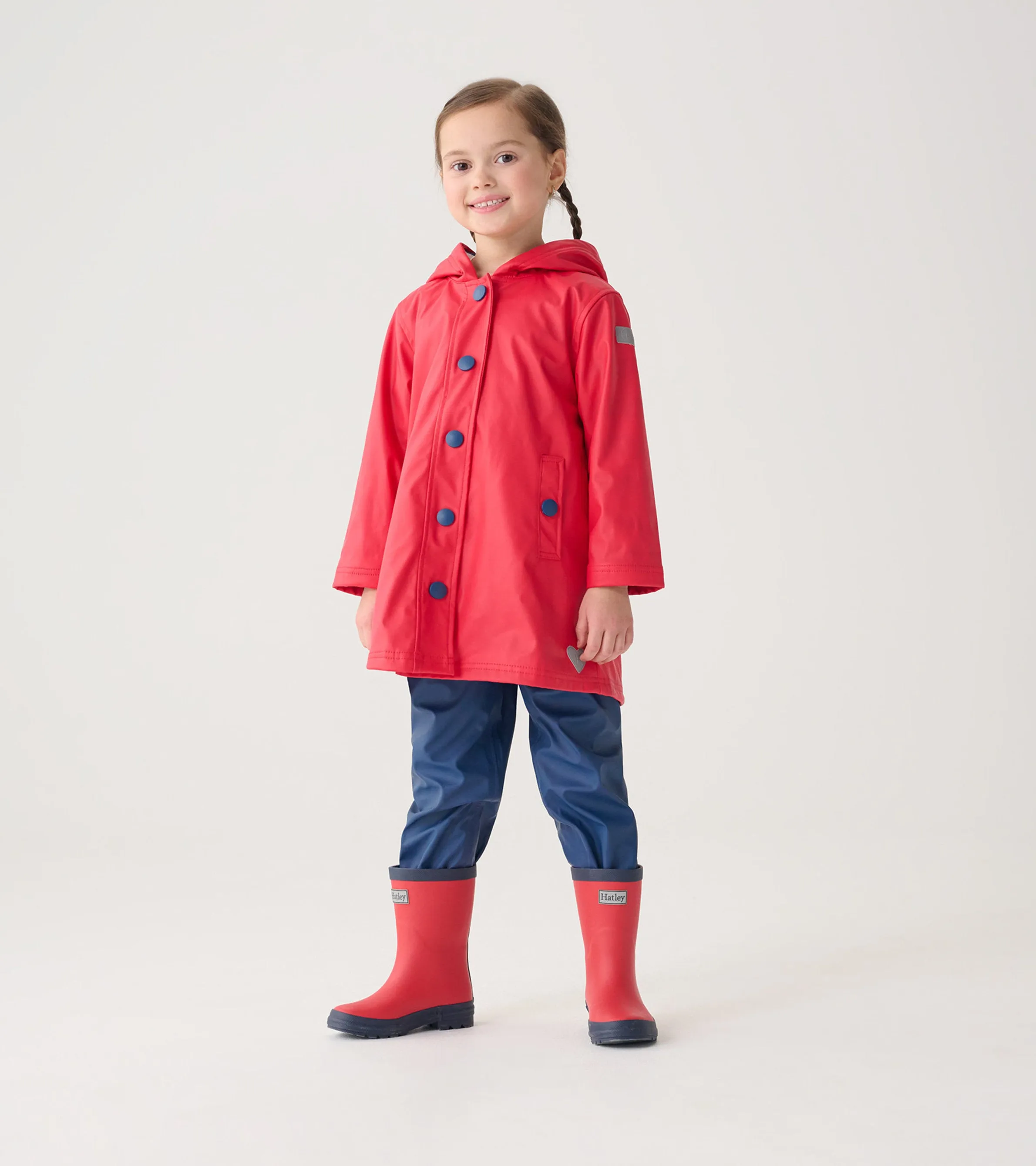 Kids Red & Navy Matte Rain Boots