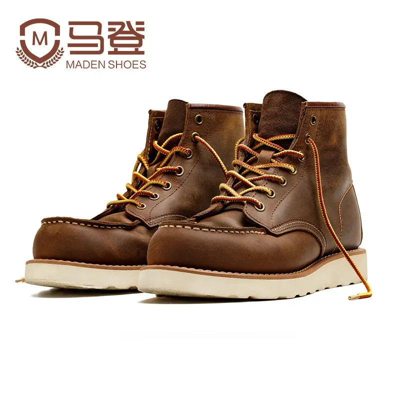 Maden Vintage 875 Men's Ankle Boots Durable Leather High-top Winter Boots