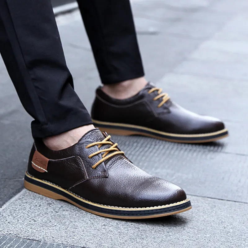 Mens Casual Shoes Lace-up Classic Office Leather Shoes