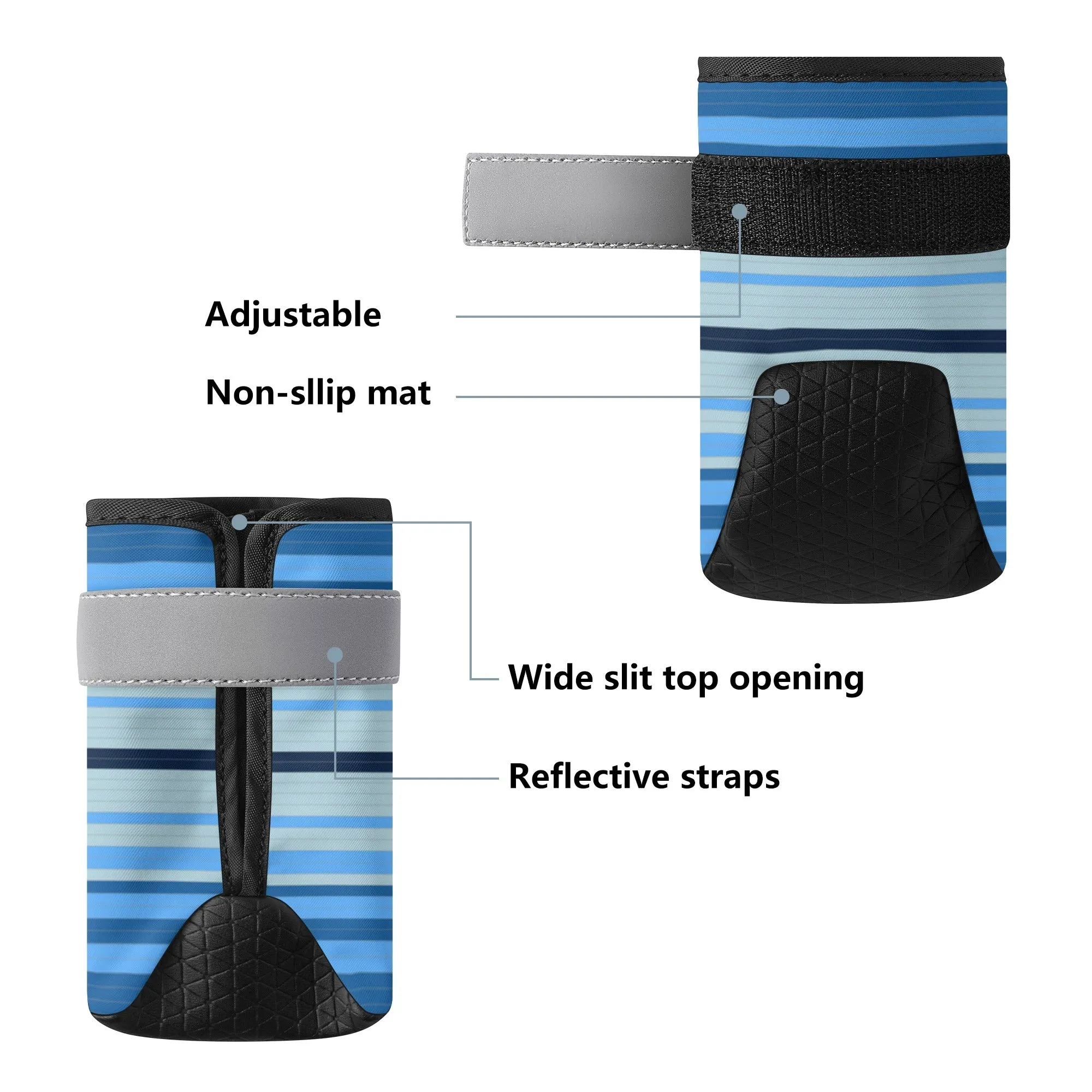 Non Slip Dog Boot Socks Striped Blue