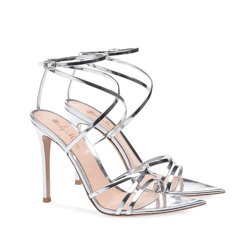 Peep Toe Ankle Strap Pointed High Heels Sandals