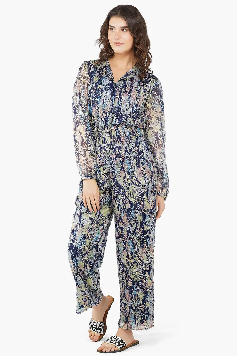 Shimmering Snakeskin Formal Evening Jumpsuit