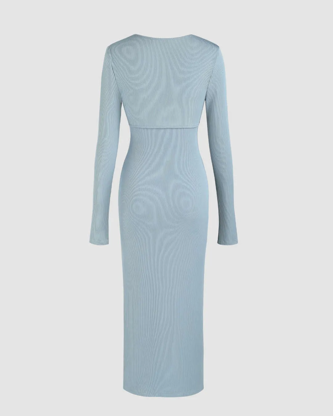 Two Piece Elegant Bodycon Dress With Shrug In Dusty Blue