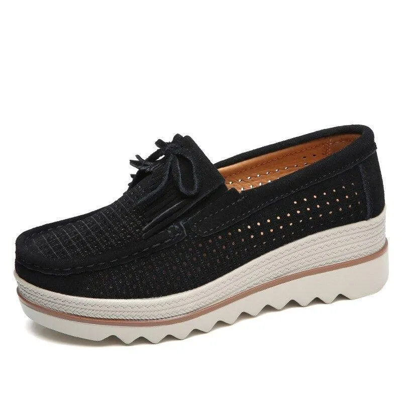 Women Casual Shoes Platform Moccasin Slip On Walking Shoes