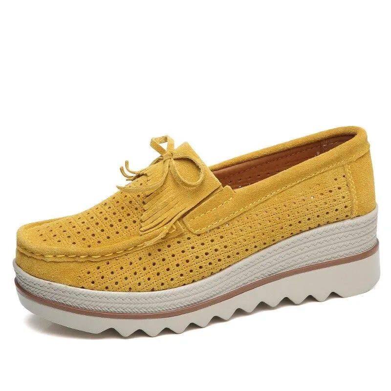 Women Casual Shoes Platform Moccasin Slip On Walking Shoes